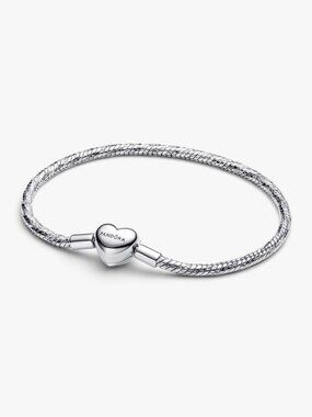 Pandora Heart Clasp Faceted Snake Chain Bracelet
